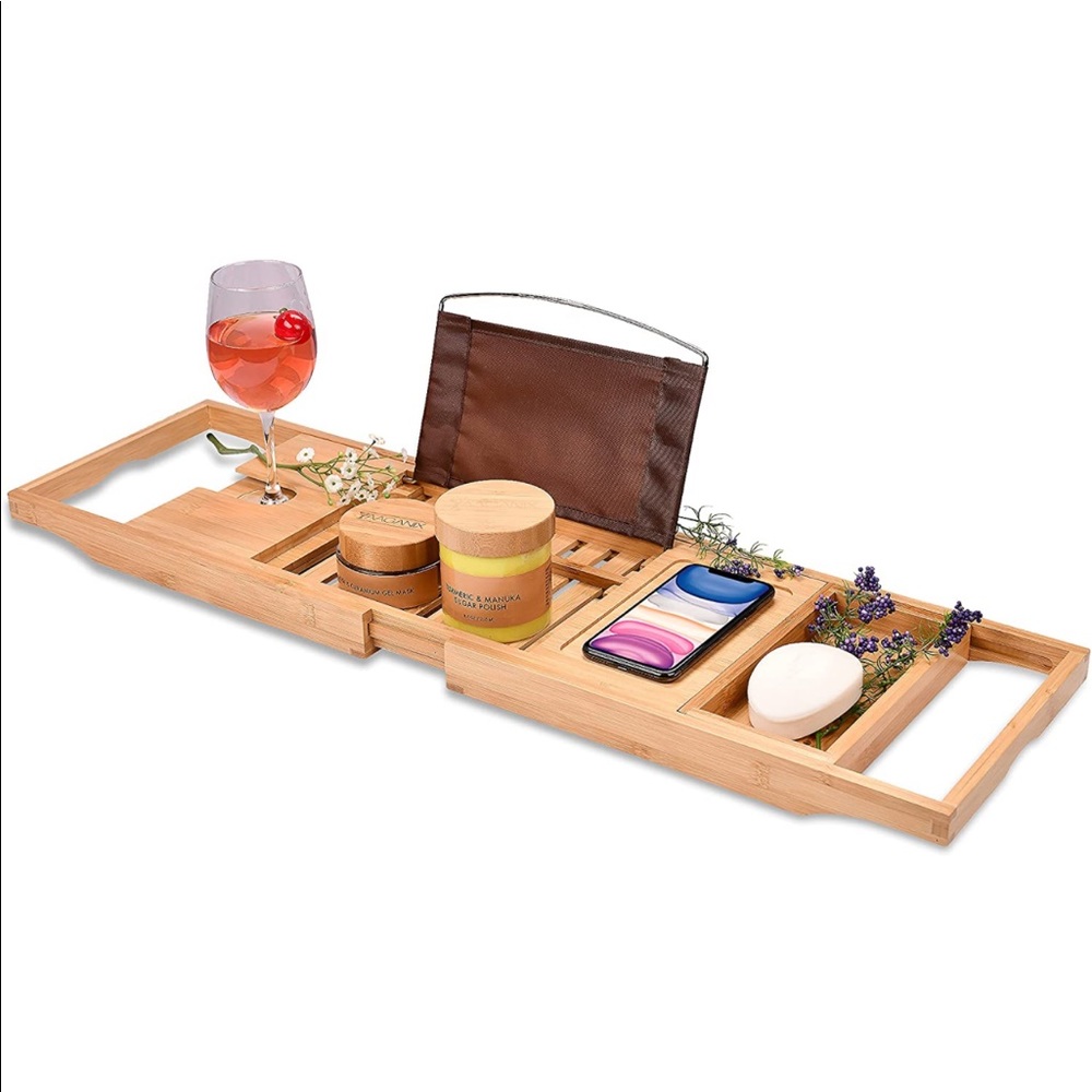 Bamboo bathtub tray